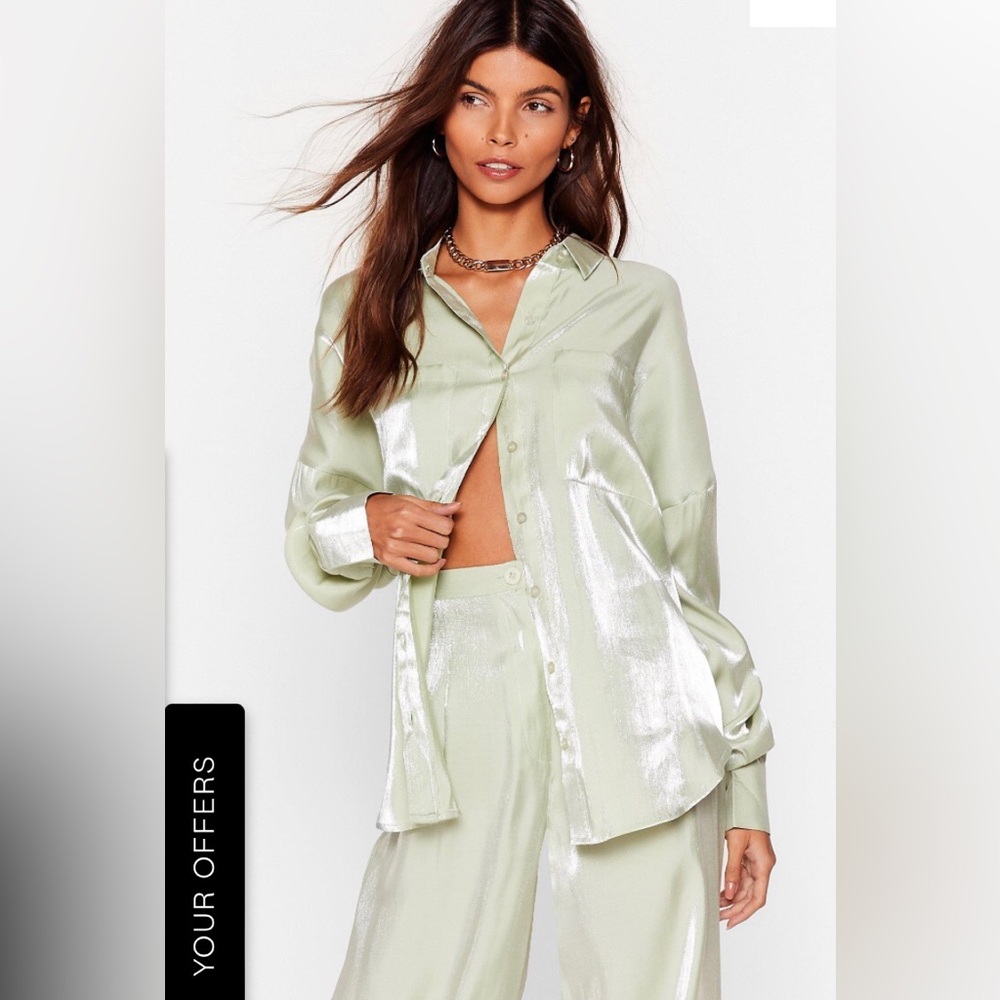 ❗️ CLOSING SALE ❗️YOUR SHINE IS NOW SATIN BUTTON DOWN SHIRT - US SIZE 8